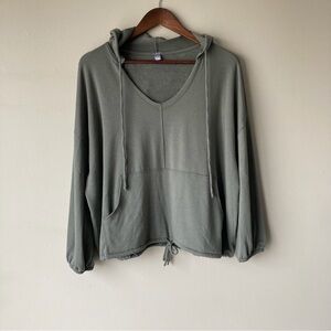 aerie Oversized Relaxed Fit Sage Green V-Neck Lightweight‎ Hoodie Women’s XS